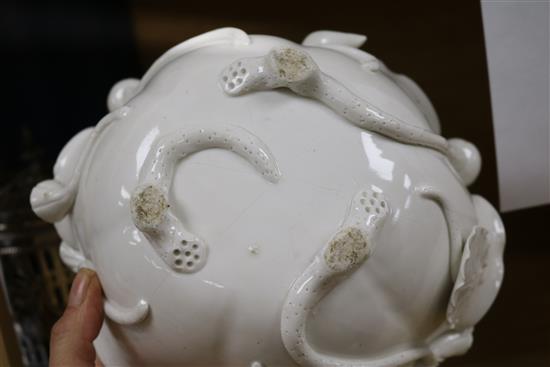 Two Chinese blanc de chine lotus bowls